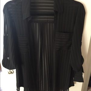 Black sheer button up top